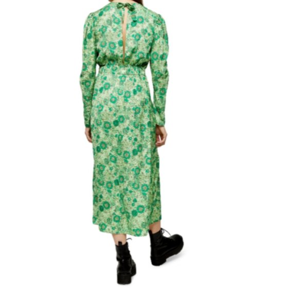 $68 TOPSHOP FLORAL PRINT LONG SLEEVE MIDI DRESS SIZE 12 US / 16 UK - Picture 3 of 6